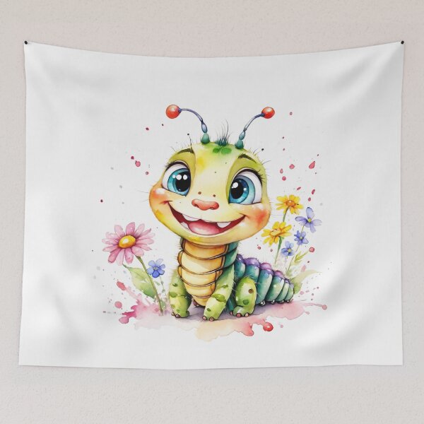 Item preview, Happy Little Caterpillar in a Flower Garden Watercolor designed and sold by J-CCreations.
