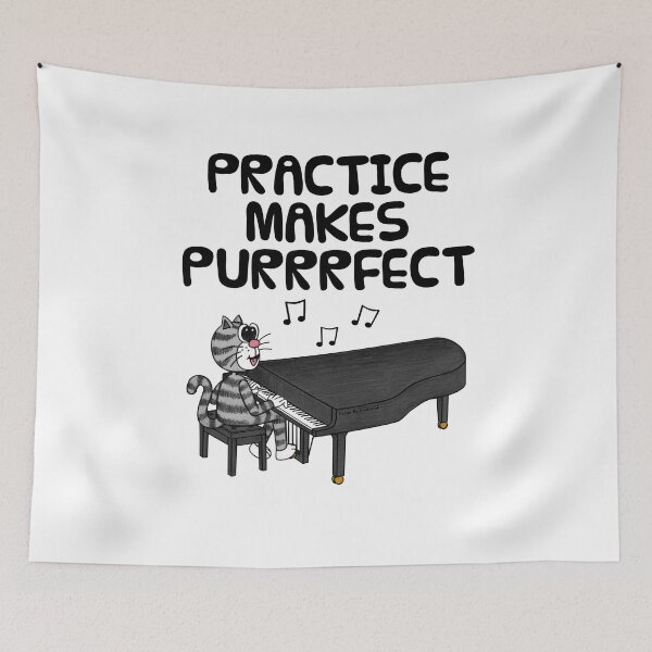 Item preview, Cat Playing Grand Piano, Practice Makes Purrrfect, Pianist Musician designed and sold by doodlerob.