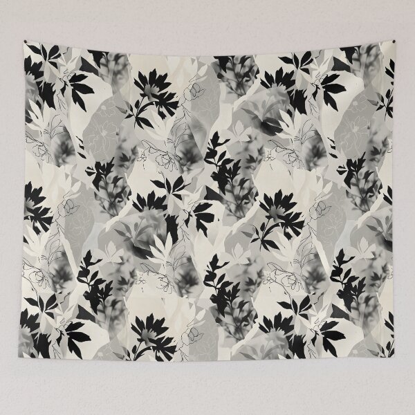 Item preview, Paper Black and White Floral Pattern | Petal Floral Print designed and sold by Her-XP.