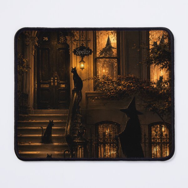 Item preview, Witchy Black Cat House | Gothic Halloween Cat & Magical Night Aesthetic designed and sold by AbstractAuraArt.