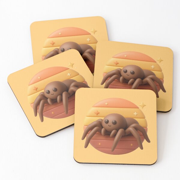 Item preview, Cute 3D Spider Retro Sunset Kawaii Claymation Tarantula Art designed and sold by MarCinu Art.