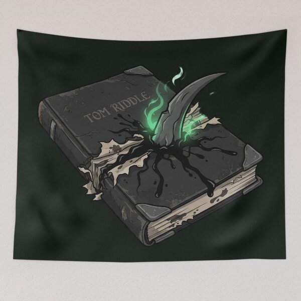 Item preview, Basilisk Fang Pierced Dark Magic Diary - Enchanted Horcrux Spellbook Illustration designed and sold by KreonaTime.