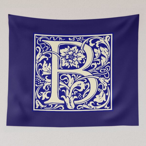Aperçu de l'œuvre William Morris Vintage Lettre B Monogramme Initiale Bleu créée et vendue par Jeallan Designs.