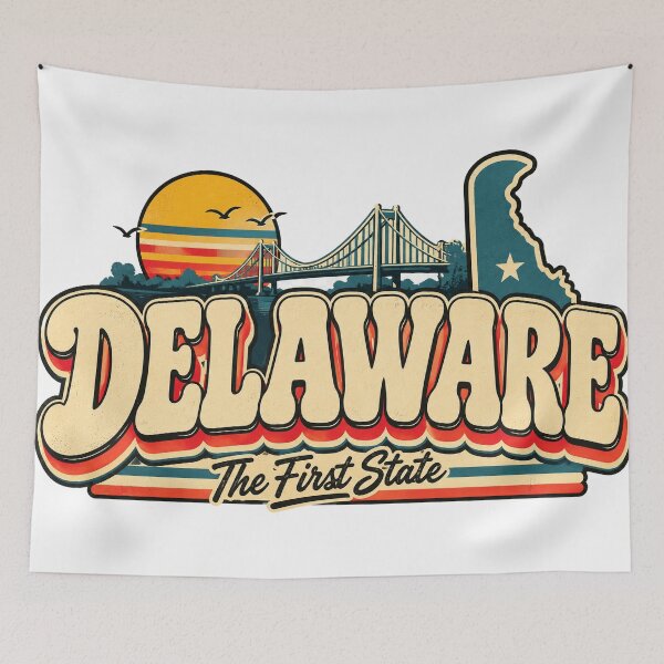 Item preview, Delaware First State Vintage Bridge Retro State Pride Graphic Tee designed and sold by TM DESIGNS AND MORE.