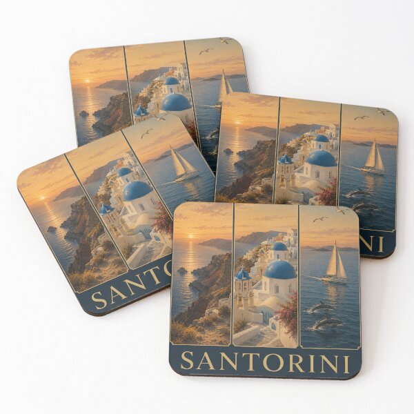 Item preview, Santorini Greece triptych designed and sold by ChicClicker.