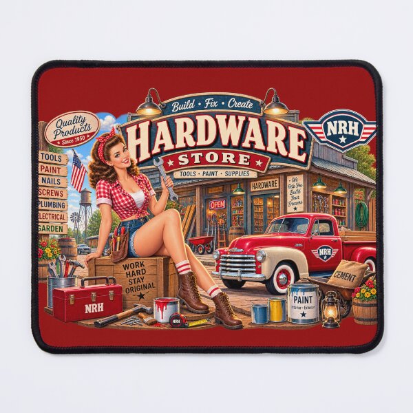 Item preview, Vintage American Hardware Store Retro Poster designed and sold by Normandy Road Heritage.
