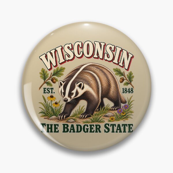 Item preview, Wisconsin Badger State Vintage Wildlife Illustration designed and sold by radiogalaxy.