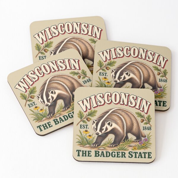 Item preview, Wisconsin Badger State Vintage Wildlife Illustration designed and sold by radiogalaxy.