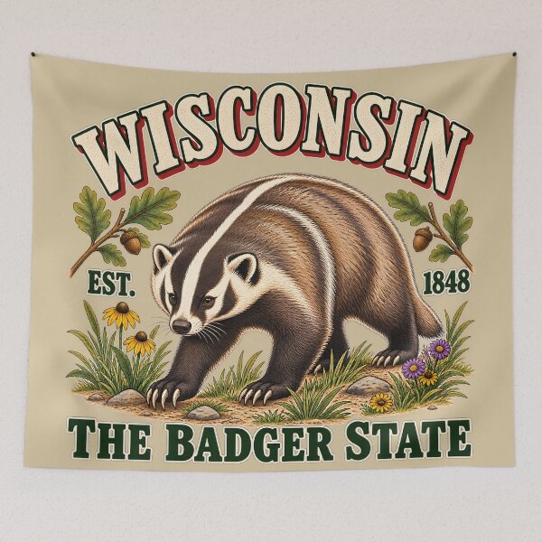 Item preview, Wisconsin Badger State Vintage Wildlife Illustration designed and sold by radiogalaxy.