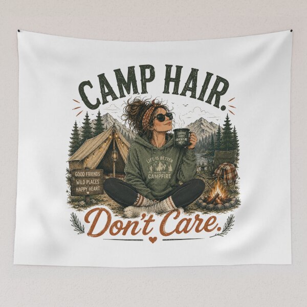 Item preview, Camp Hair. Don’t Care. designed and sold by Side Quest Co..
