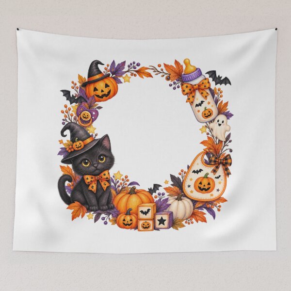Item preview, Halloween Black Cat Pumpkin Baby Fall designed and sold by Artbymonika.