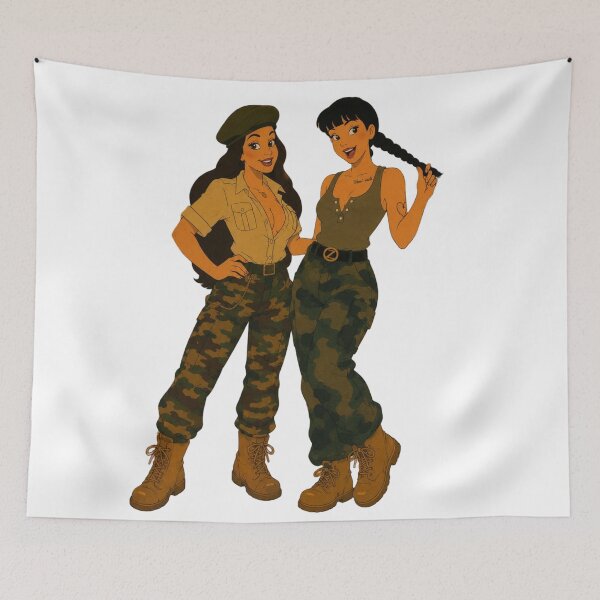 Item preview, Military Pin-Up Girls – Retro Cartoon Army Duo designed and sold by  Hollow Moon Studios..