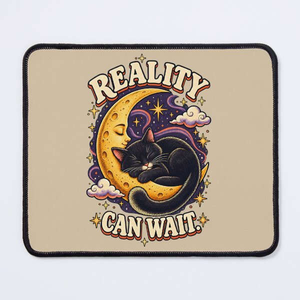 Item preview, Reality Can Wait – Sleeping Black Cat on the Moon designed and sold by VioVibe.