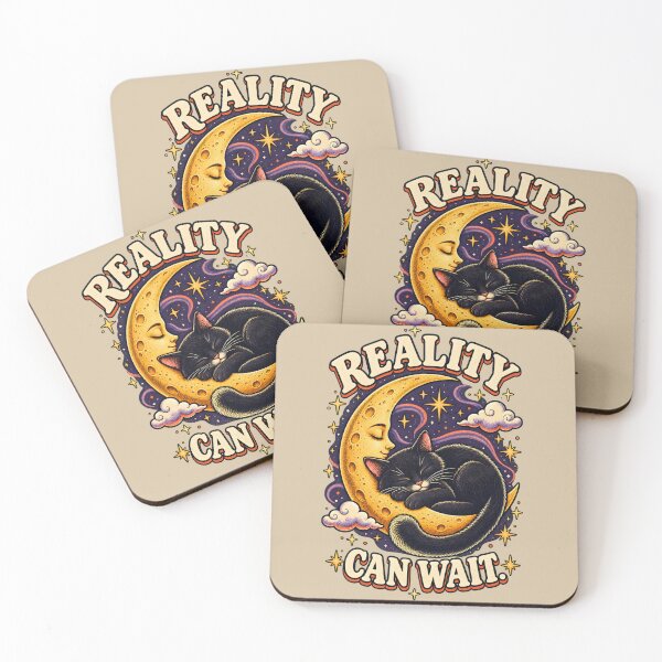 Item preview, Reality Can Wait – Sleeping Black Cat on the Moon designed and sold by VioVibe.