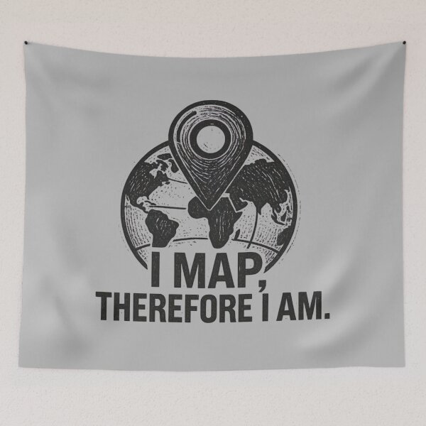 Item preview, I Map Therefore I Am Funny Cartography GIS Block Print Globe designed and sold by MarCinu Art.