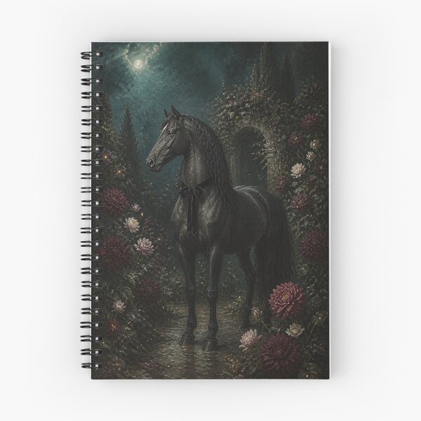 Item preview, Black Horse with Dahlias and Ivy designed and sold by The-Art-of-D.