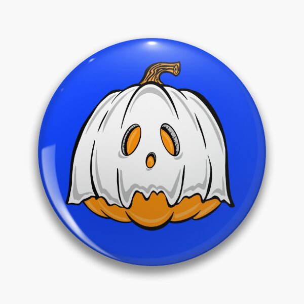 Item preview, Orange Pumpkin Ghost With blue background  designed and sold by missmann.