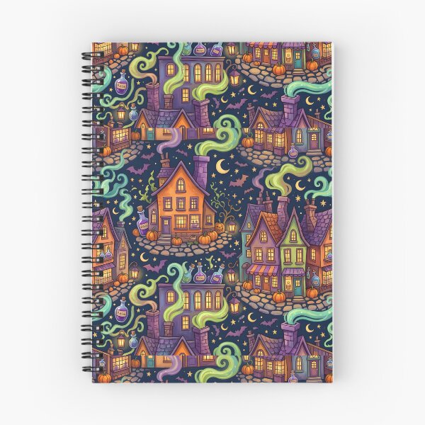 Item preview, Whimsical Halloween Village Pattern | Witchy Town Print designed and sold by Her-XP.
