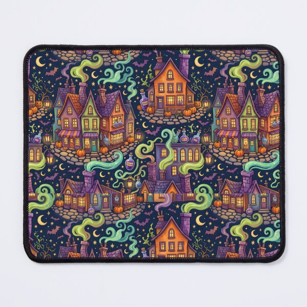 Item preview, Whimsical Halloween Village Pattern | Witchy Town Print designed and sold by Her-XP.