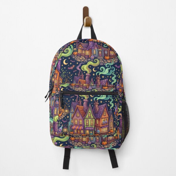 Item preview, Whimsical Halloween Village Pattern | Witchy Town Print designed and sold by Her-XP.