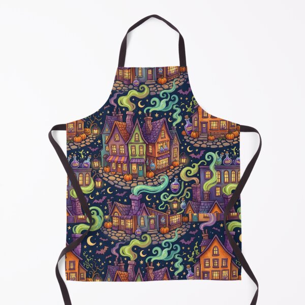 Item preview, Whimsical Halloween Village Pattern | Witchy Town Print designed and sold by Her-XP.