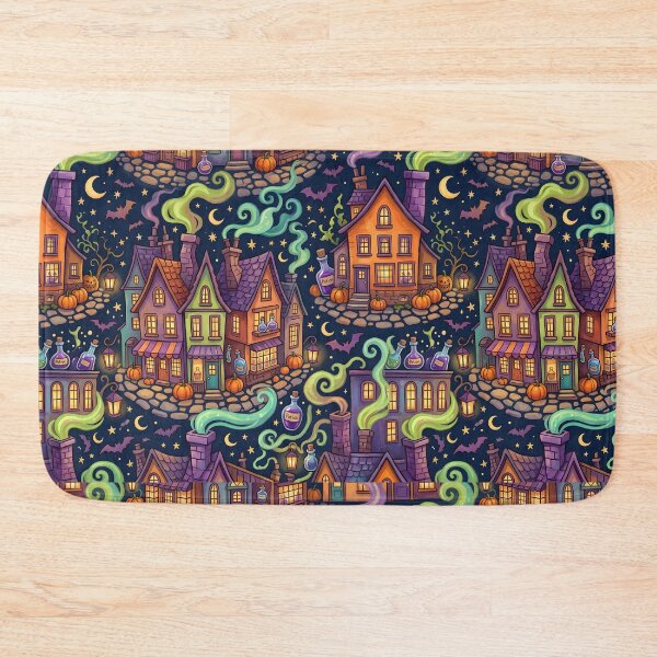 Item preview, Whimsical Halloween Village Pattern | Witchy Town Print designed and sold by Her-XP.