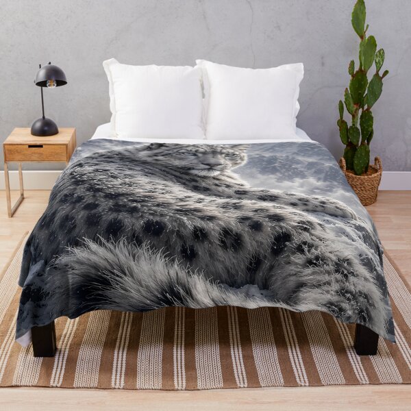 Item preview, Snow Leopard Resting in Snowy Mountains | Winter Wildlife Art designed and sold by ManJiangHong.