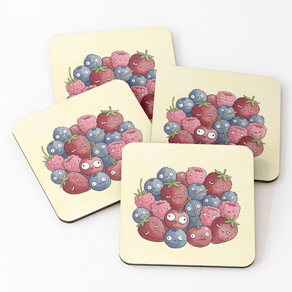 Item preview, Cute Cherries and Berries Pile Kawaii Fruit Illustration designed and sold by DuckOddity.