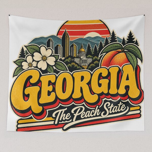 Item preview, Georgia Peach State Vintage Atlanta Retro Southern Graphic Tee designed and sold by TM DESIGNS AND MORE.