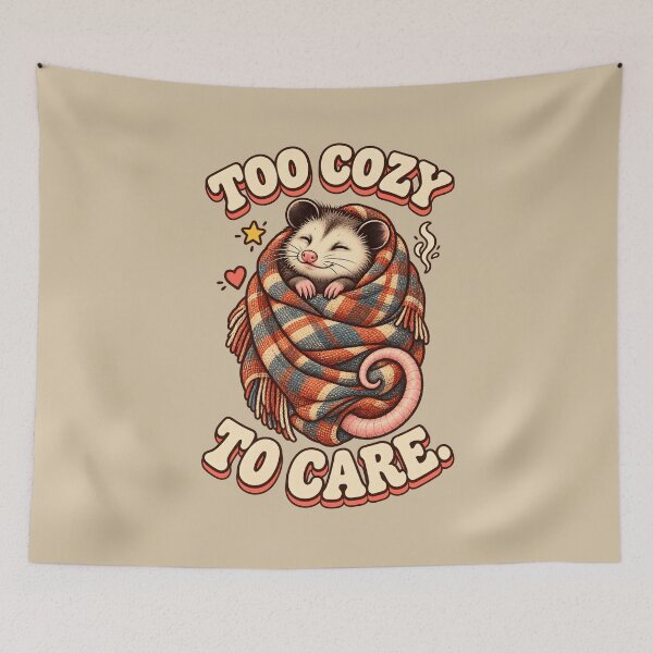 Item preview, Too Cozy to Care – Cute Opossum in a Blanket designed and sold by VioVibe.