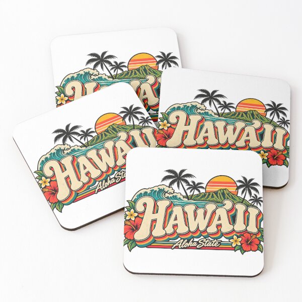 Item preview, Hawaii Aloha State Vintage Tropical Surf Island Retro Graphic Tee designed and sold by TM DESIGNS AND MORE.