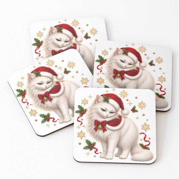 Item preview, Gentle Christmas Cat with Golden Snowflakes designed and sold by Kolibra.