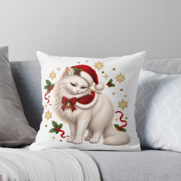 Item preview, Gentle Christmas Cat with Golden Snowflakes designed and sold by Kolibra.