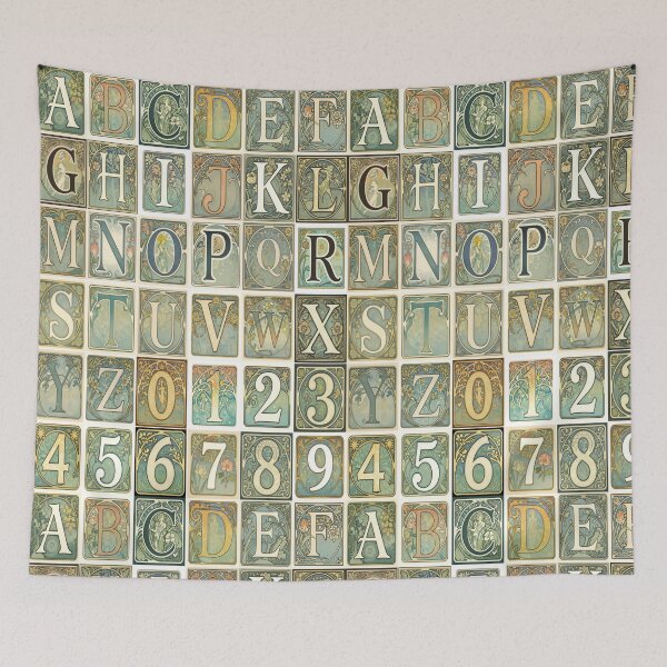 Item preview, Art Nouveau Alphabet And Numbers Pattern designed and sold by Giulivo Store Graphic.
