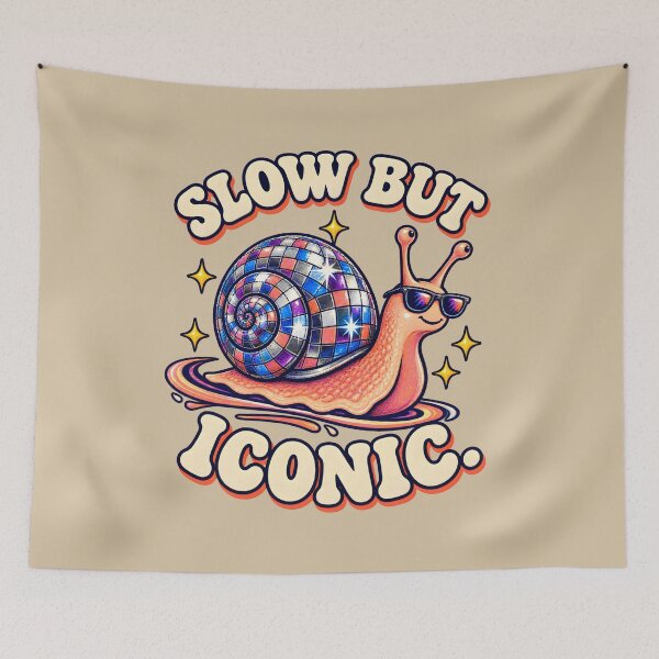 Item preview, Slow but Iconic – Funny Disco Snail designed and sold by VioVibe.