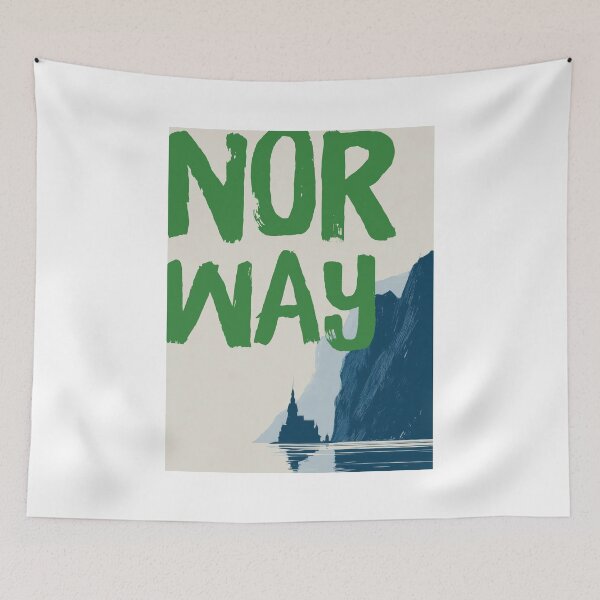 Item preview, Norway Fjord Mountains, Vintage Coastal Wall Art designed and sold by MarkedArtPrints.