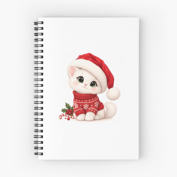 Item preview, Cute White Cat in Christmas Sweater and Santa Hat – Kawaii Holiday designed and sold by mayatA-rt.