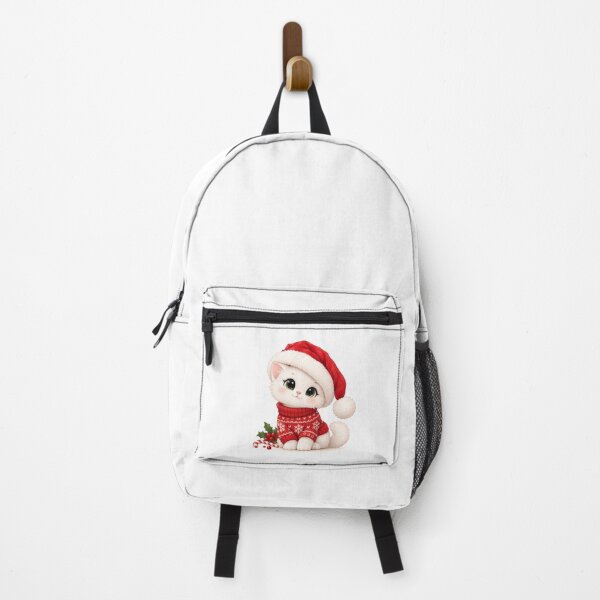 Item preview, Cute White Cat in Christmas Sweater and Santa Hat – Kawaii Holiday designed and sold by mayatA-rt.