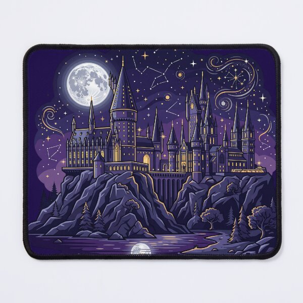 Item preview, Celestial Wizard Castle Under Starry Night Sky - Whimsical Magical Academy Graphic designed and sold by KreonaTime.