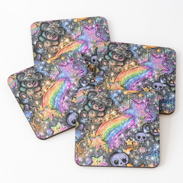 Item preview, Rainbow Pride Cosmic Bear Pattern - Glittery LGBTQ Galaxy Skull Design designed and sold by Nine Lives Studio.