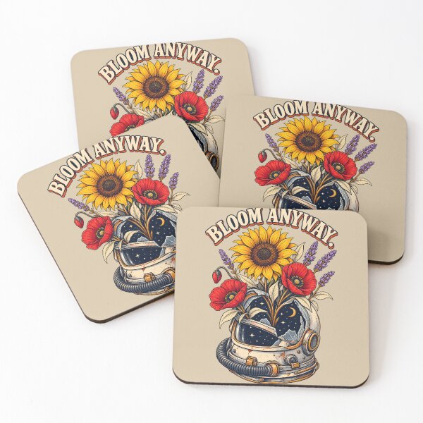 Item preview, Bloom Anyway – Cosmic Astronaut Helmet with Flowers designed and sold by VioVibe.