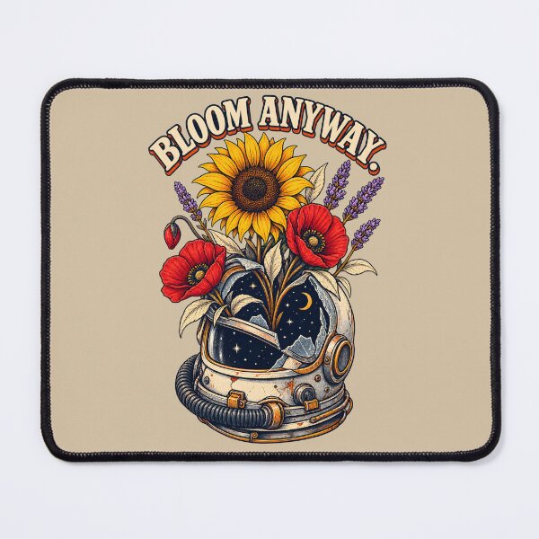 Item preview, Bloom Anyway – Cosmic Astronaut Helmet with Flowers designed and sold by VioVibe.