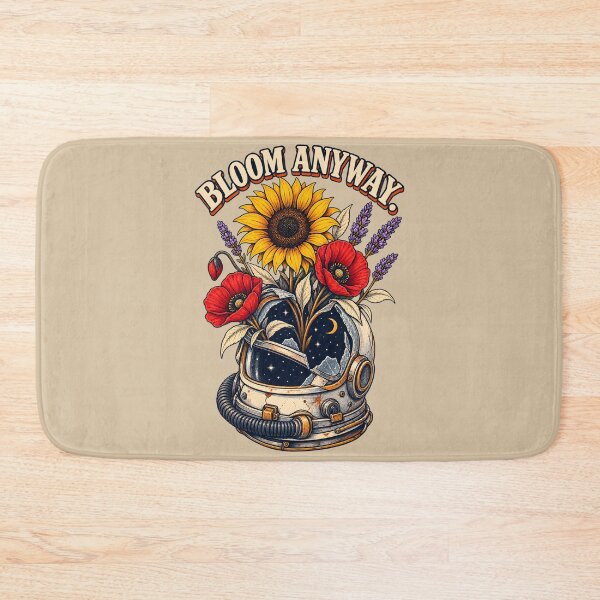 Item preview, Bloom Anyway – Cosmic Astronaut Helmet with Flowers designed and sold by VioVibe.