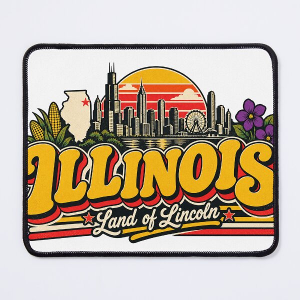 Item preview, Illinois Land of Lincoln Vintage Chicago Skyline Graphic Tee designed and sold by TM DESIGNS AND MORE.