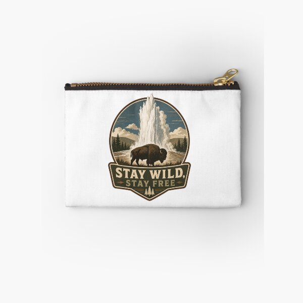Item preview, Yellowstone Old Faithful Geyser & Bison – Stay Wild Stay Free – American West National Park Art designed and sold by bobscraze.
