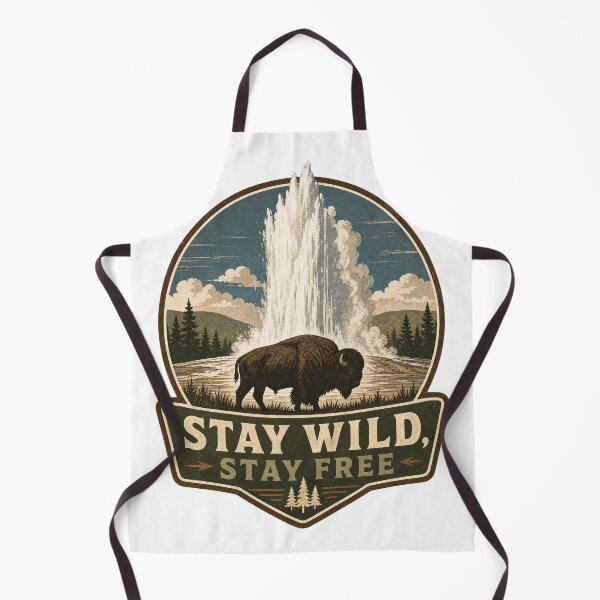 Item preview, Yellowstone Old Faithful Geyser & Bison – Stay Wild Stay Free – American West National Park Art designed and sold by bobscraze.
