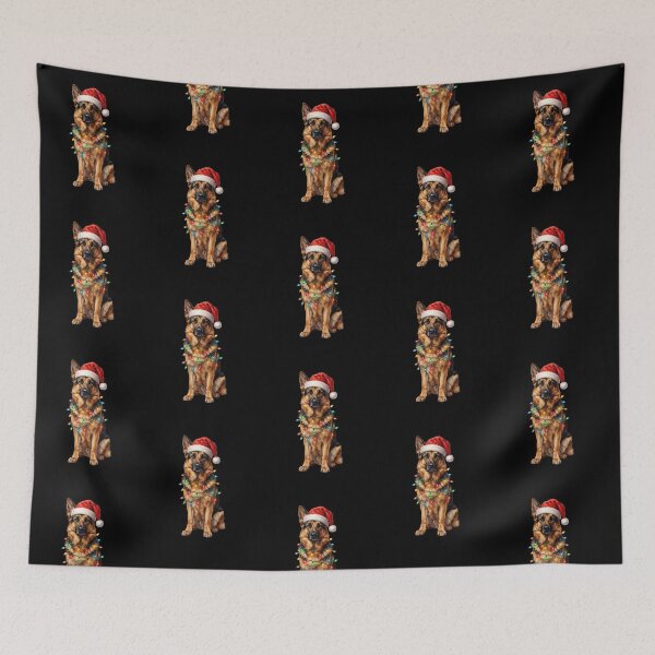 Item preview,  Merry Christmas Lights German Shepherd Dog With Santa Hat designed and sold by SOUFIANE1991.