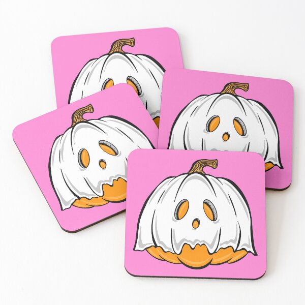 Item preview, Orange Pumpkin Ghost with pink Background  designed and sold by missmann.
