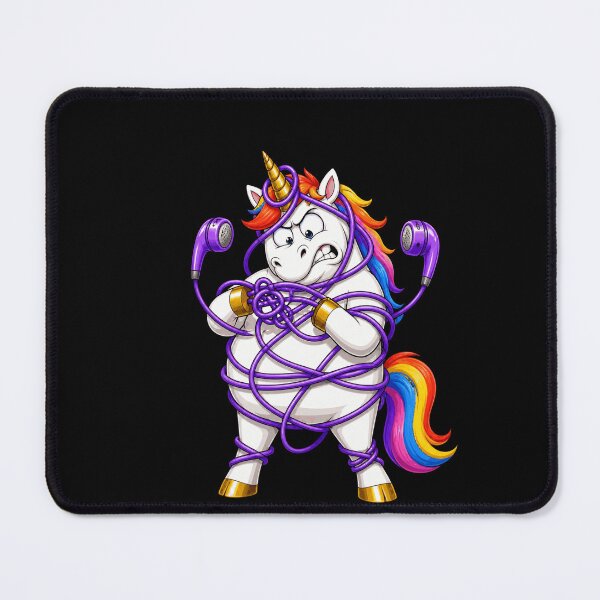 Item preview, Unicorn Tangled In Earbuds Funny Cartoon Design designed and sold by BoyleDesignShop.