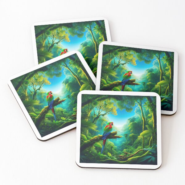 Item preview, Colorful Macaw in a Lush Tropical Rainforest designed and sold by NarjaShop.